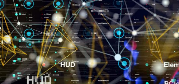 A 3D rendering of social network business with neural connections floating
